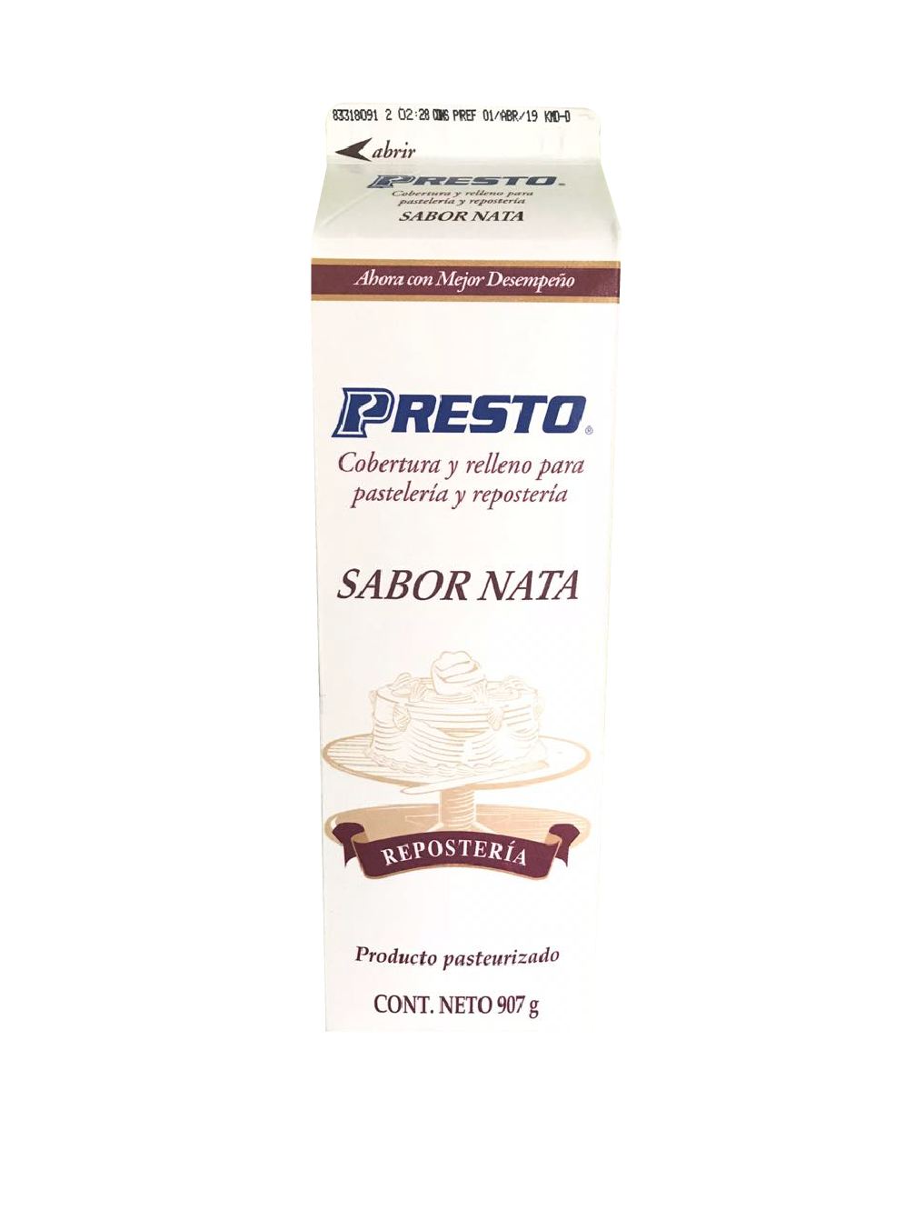 Crema Presto Nata Litro - Materias Primas Panadería y Pastelería